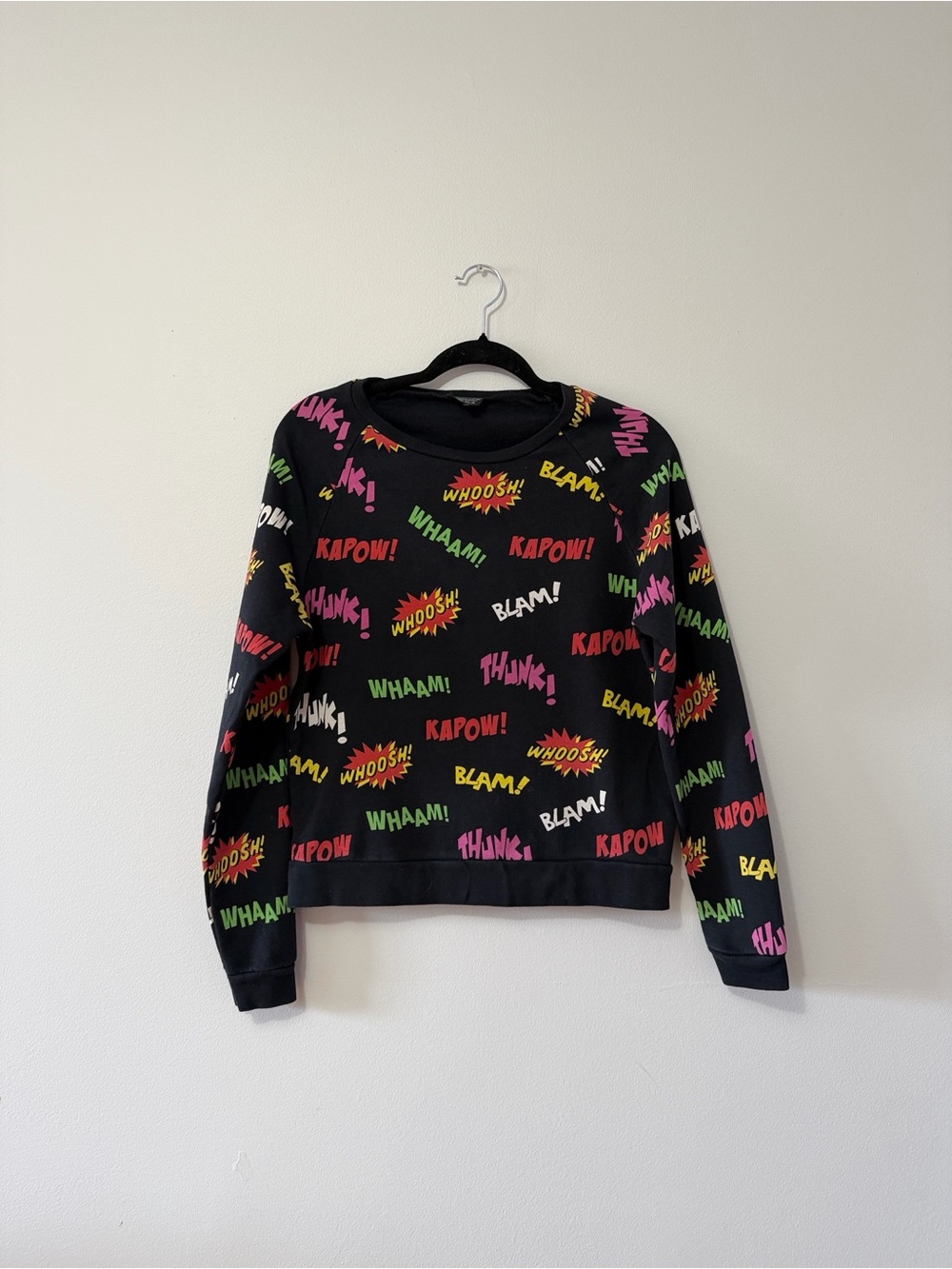 Topshop Comic Pop Art Sweatshirt Black & Pink Size 6